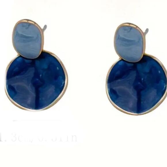 Blue Enamel Earrings - Picture 1 of 2